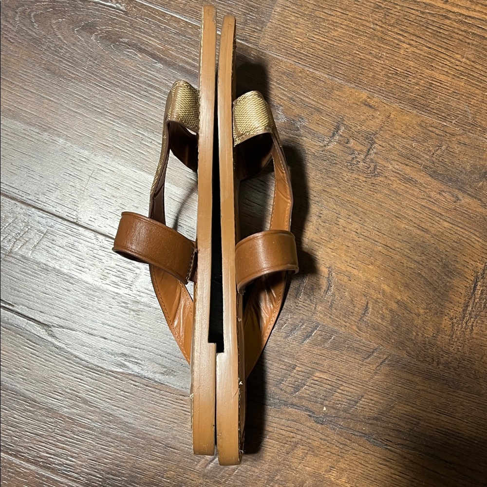Coach Harlan Signature leather and canvas sandal in khaki and saddle - Picture 9 of 10